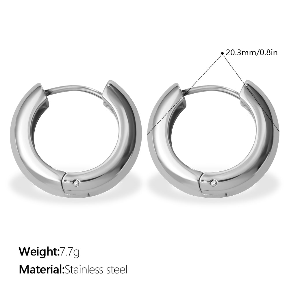 Classic Korean Style, Simple And Smooth Plain Hoop Earrings, High-end Minimalist Titanium Steel And Stainless Steel Clip-on Earrings, Minimalist And Petite Women's Earrings