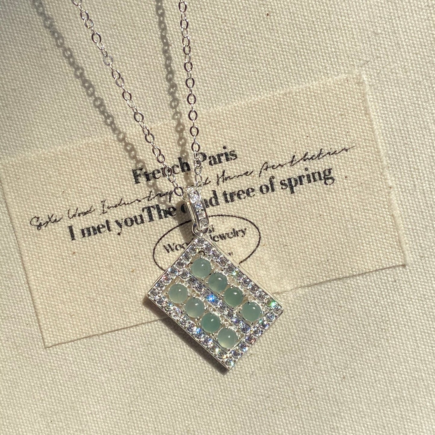 1pc 999 Sterling Silver Diamond-Encrusted Jade Abacus Pendant Necklace, Luxurious Chinese Style, Perfect For Daily Wear & Valentine's Gifts