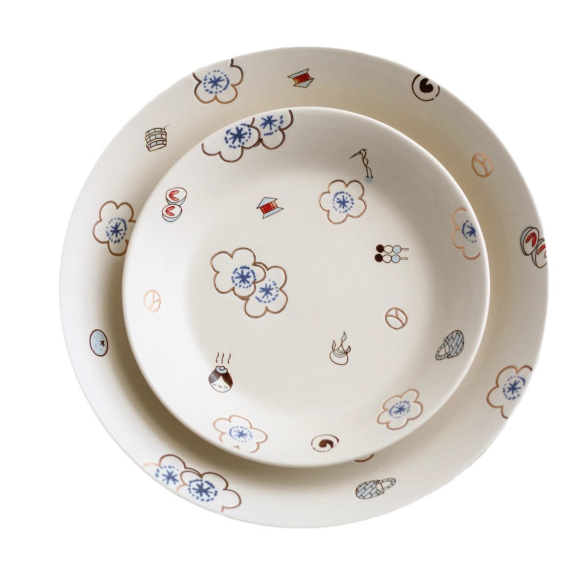 Japanese-style Matching Ceramic Dinnerware And Tea Set