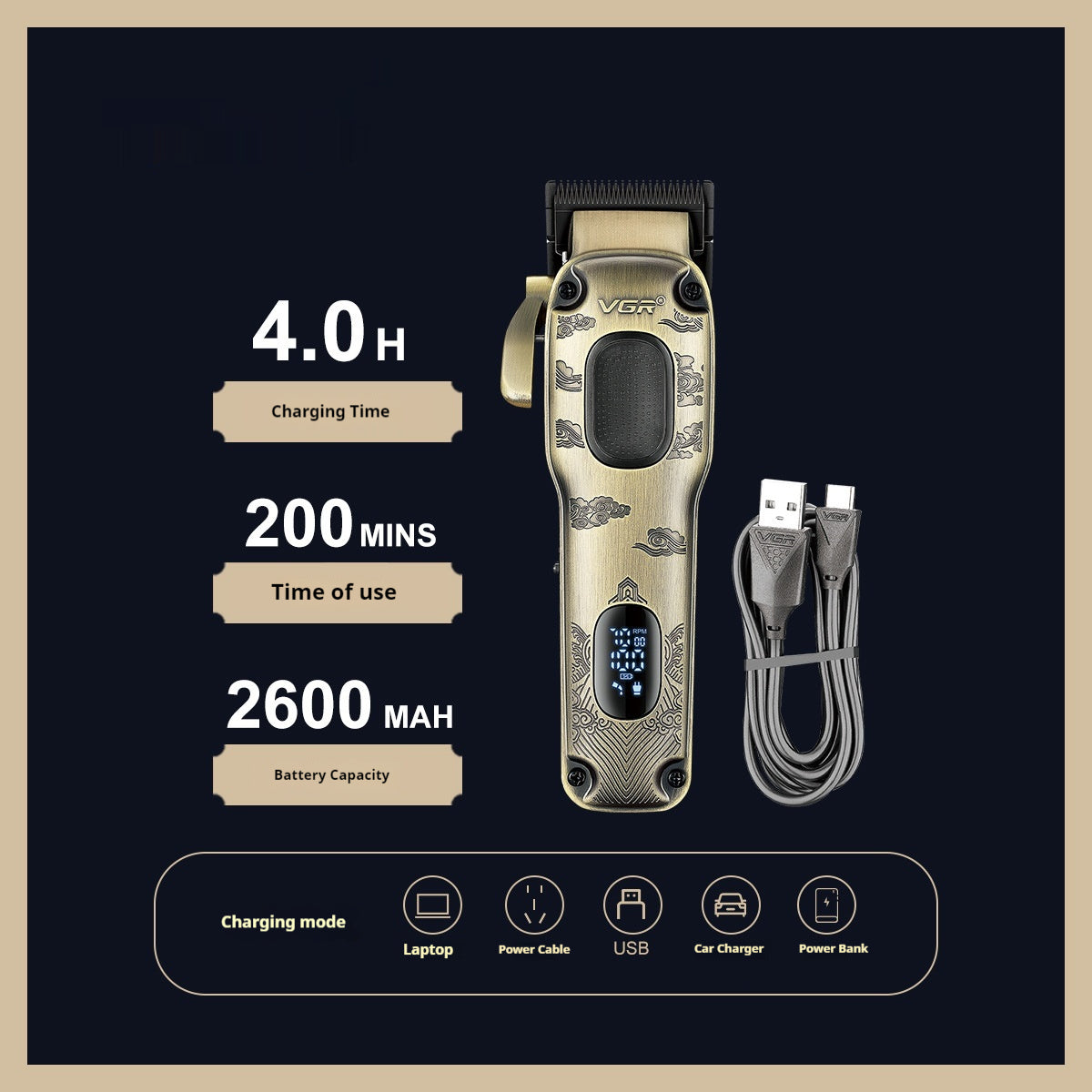 Metal-bodied Household Electric Hair Clipper For Hairdressing