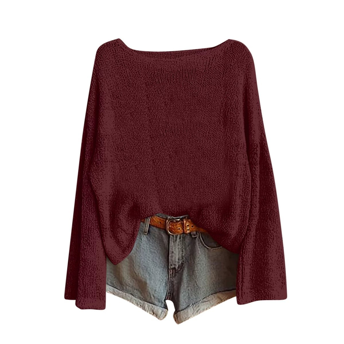 Lace-up Solid-color Knit Top, Autumn New Style, Lazy And Loose Long-sleeved Versatile Casual Women's Sweater