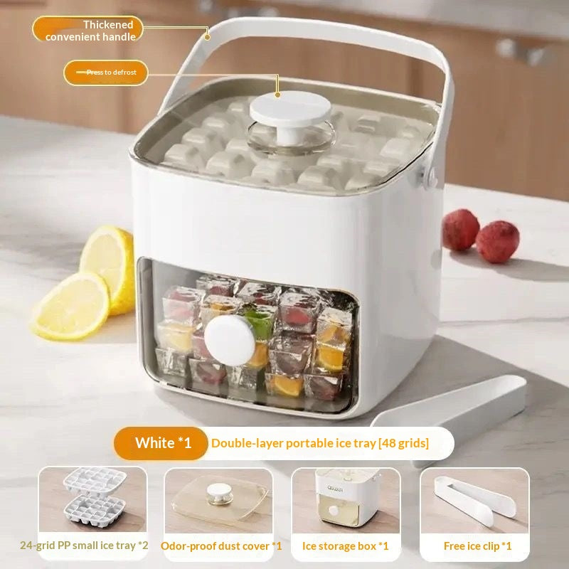 48 Grid Ice Cube Mold Reusable Refrigerator Ice Maker One-touch Easy Release Homemade Ice Cube Tray Mold Home Ice Making Tool