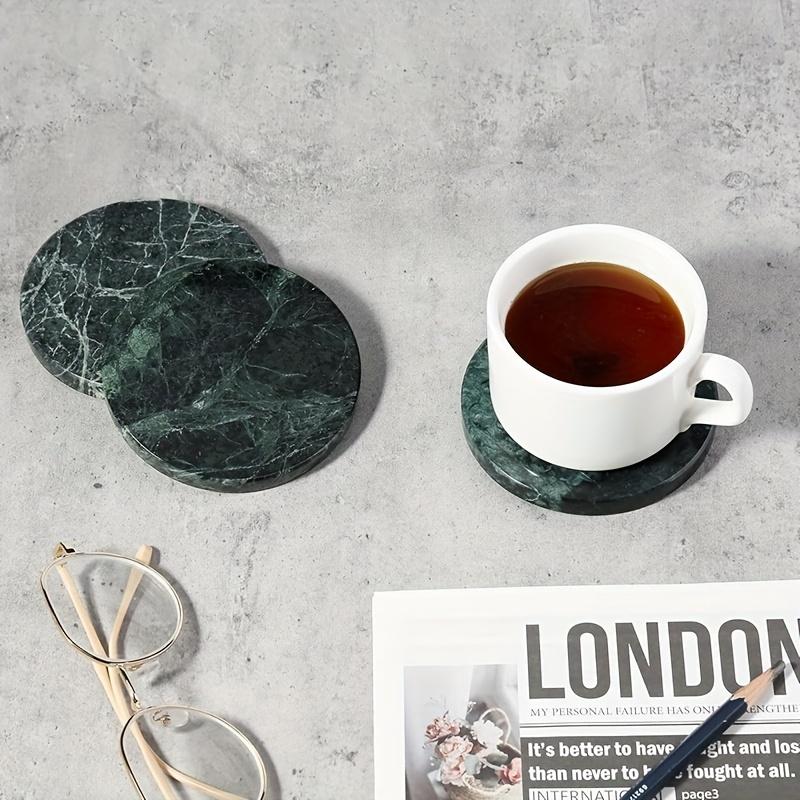 Set Of 4 Marble-Pattern Coasters  Heat-Resistant, Round Table Protection Pads Elegant Decor For Coffee Tables, Homes, And Bars Perfect Holiday Gift