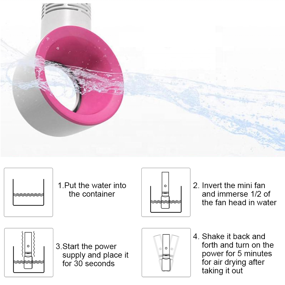 Portable Mini Hand-held Small Folding Desk Fan Cooler Cooling USB Rechargeable---white