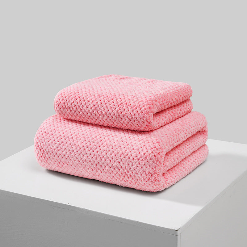 Coral Fleece Pineapple-check Soft Bath Towel
