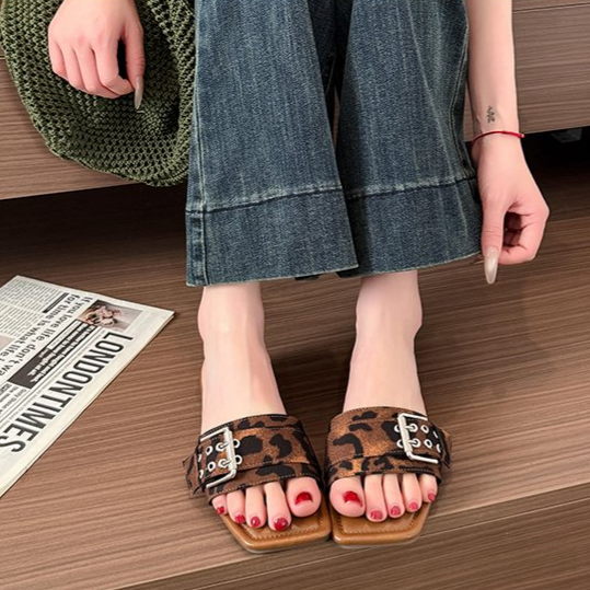 French Flat Slippers For Women, Summer Outdoor Sandals, Stylish And Elegant To Pair With Dresses, Flat Front Strap Sandals
