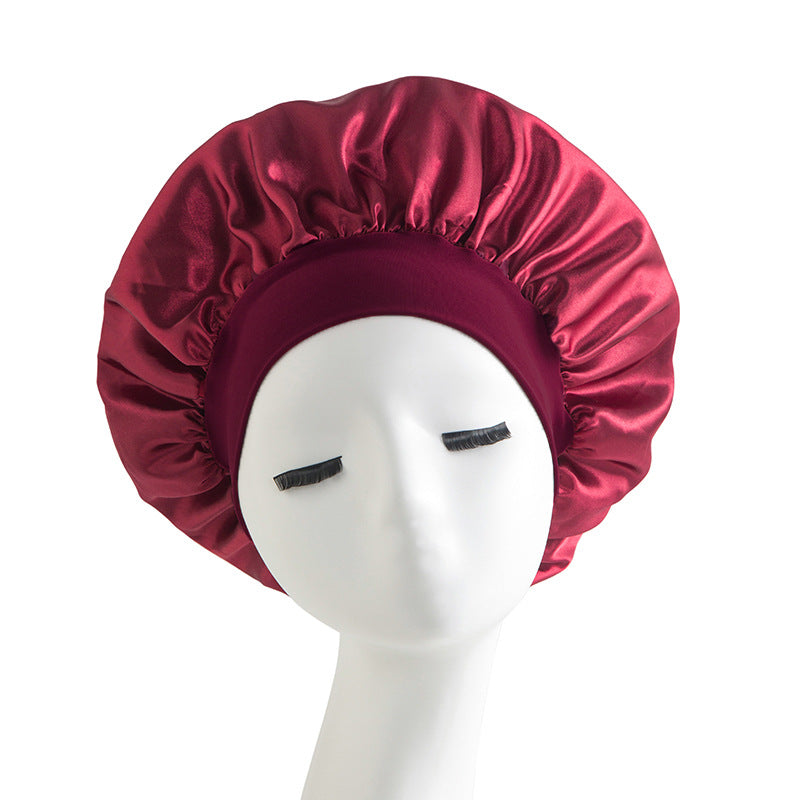 Wide-brimmed High Elastic Headscarf Beauty Salon Shower Cap Care Satin Nightcap