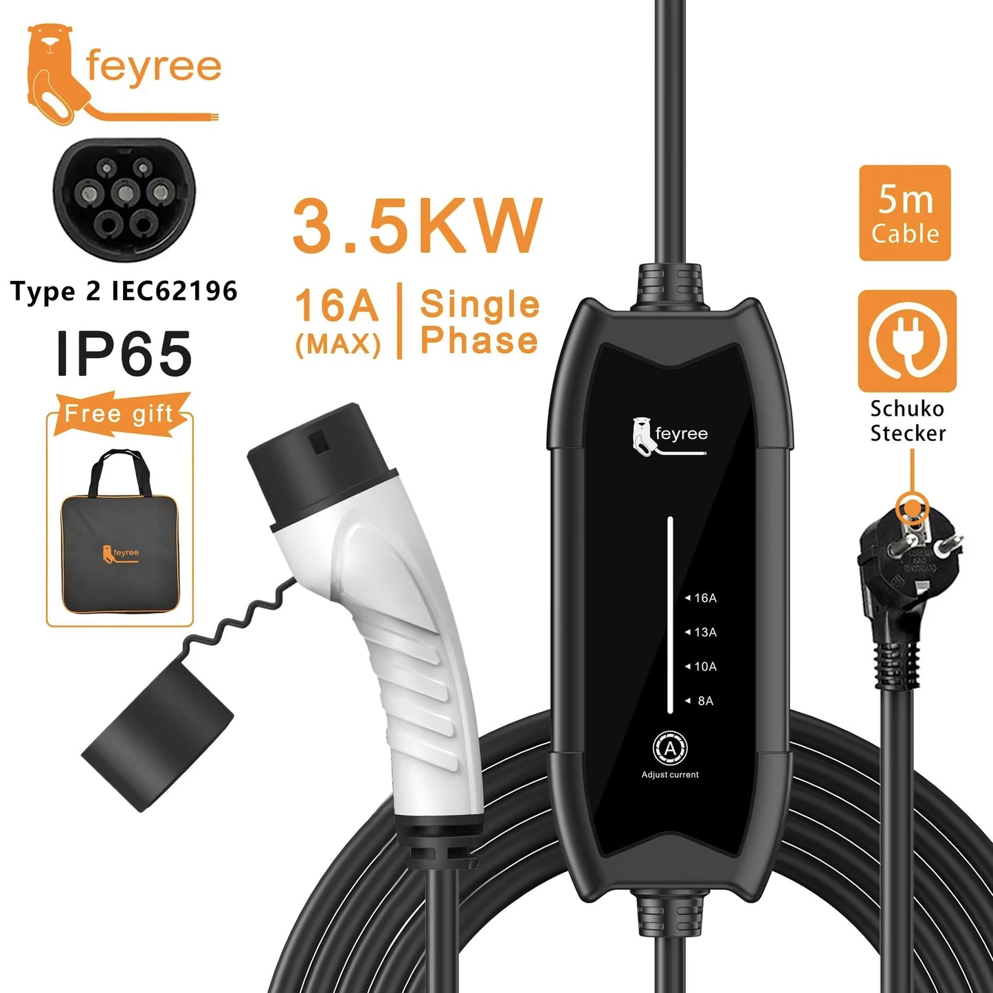 New Energy Charging Gun Electric Car Charger Portable Grounding Wire-free