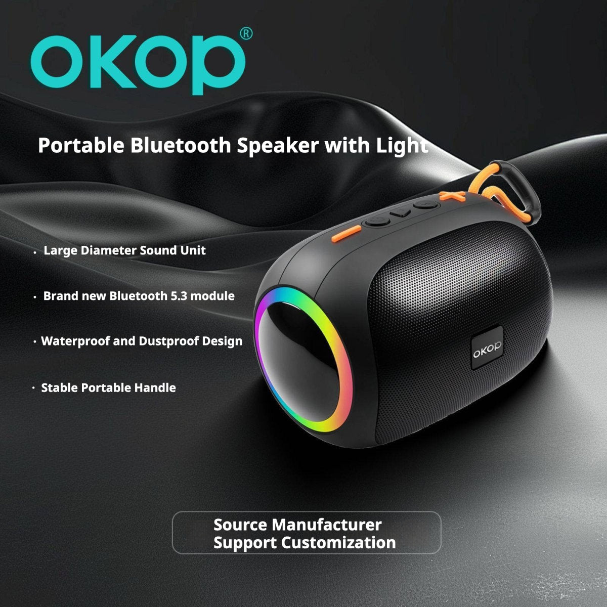 KP-542 Best-Selling Portable Bluetooth Speaker Outdoor-Ready With Lanyard LED Ambient Light Wireless Home Use TF Card Support And Bass-Boosting Subwoofer