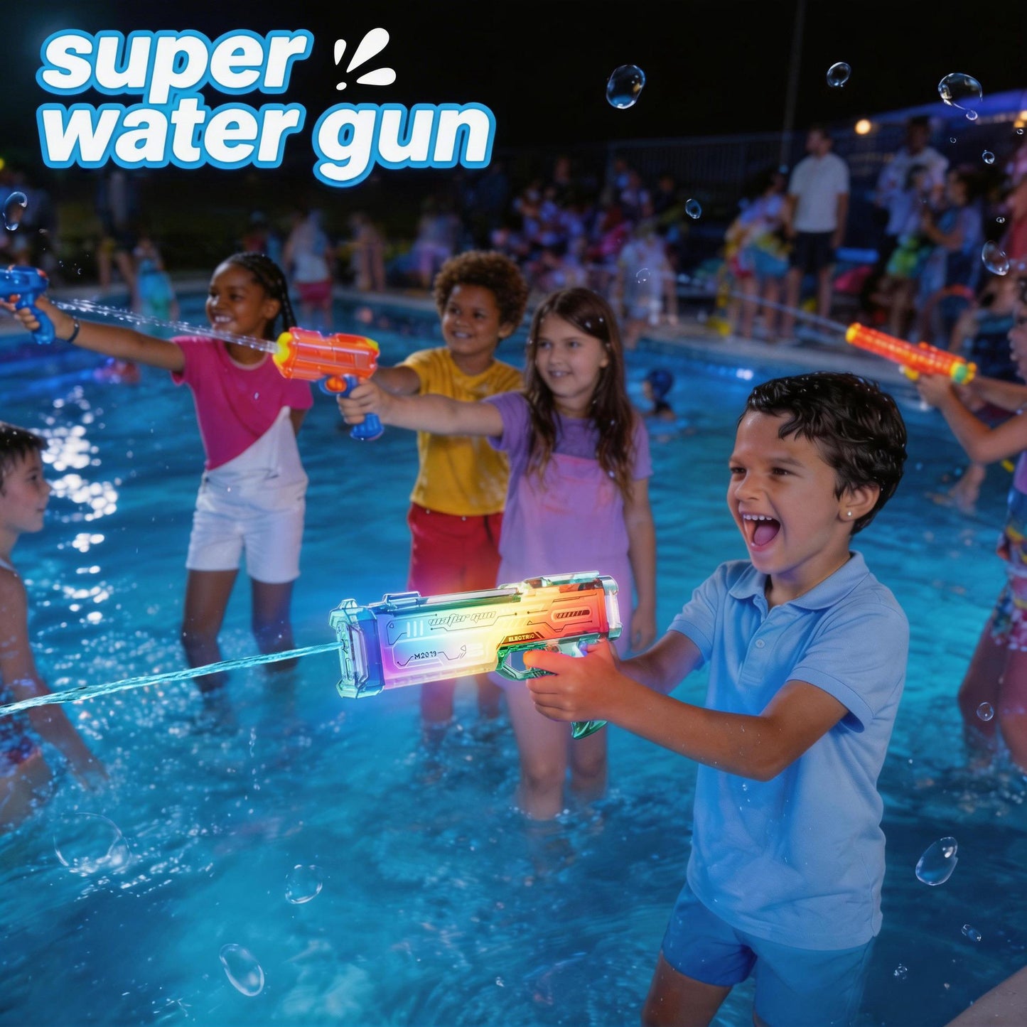 Pink Futuristic Electric Water Gun, Rechargeable, Transparent Gradient, Continuous Firing, Perfect For Pool, Beach, And Outdoor Water Games.