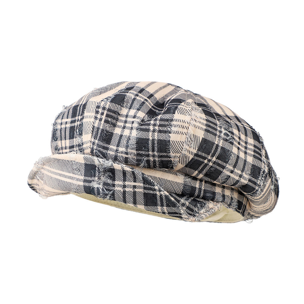 Retro Checkered Brushed Octagonal Newsboy Hat - Korean Version. Antique-style Checkered Soft Brim Hat. Fashionable, Trendy And Stylish Hat With A Touch Of Elegance