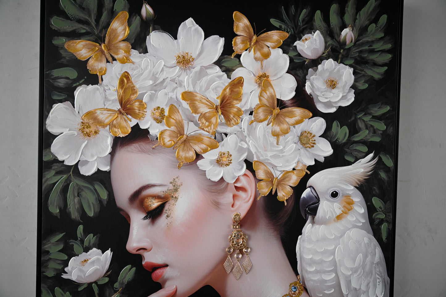 Beauty Posters Beauty Lady Wall Art Gold And White Floral Canvas Artwork For Living Room Modern Photo Prints For Home 24x36 Inch Bedroom Pictures Wall Decor