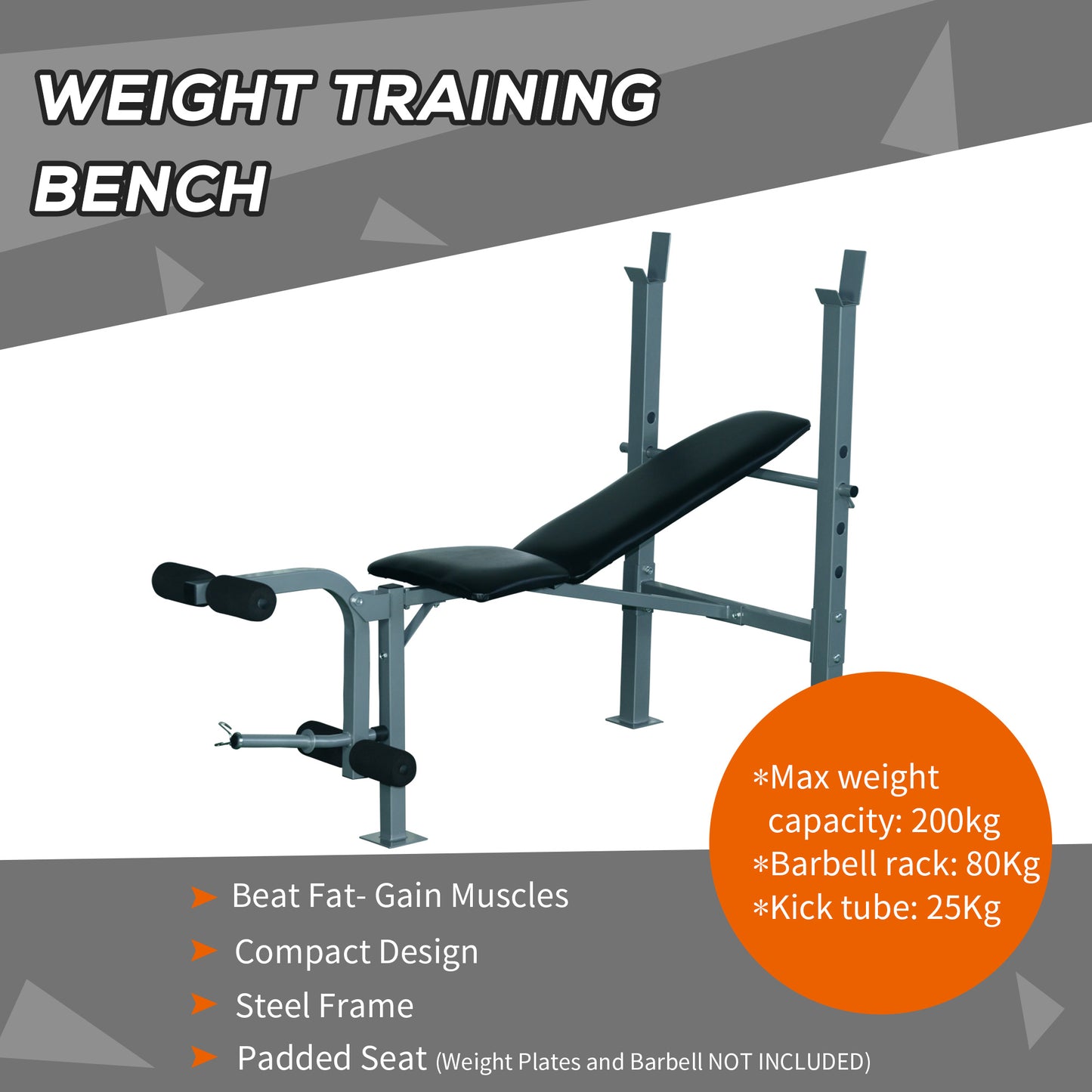 4-Levels Adjustable Weight Bench Fitness Equipment With Barbell Rack-Black