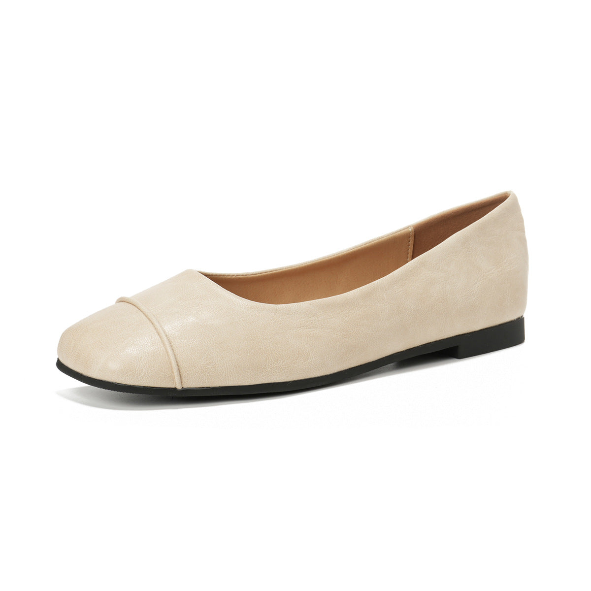 Retro Square-toe Leather Low-cut Office Pumps