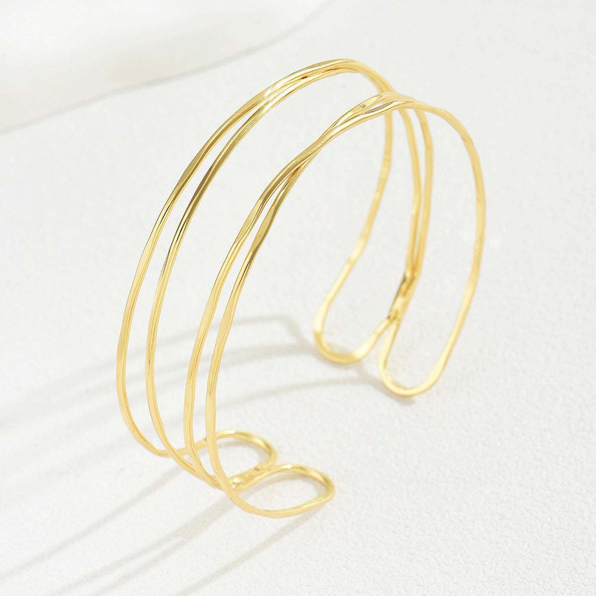 Ins Minimalist Niche Japanese Korean Style Bangle For Women, Multi-Layer High-end Geometric Line Arm Cuff Bracelet, Versatile Daily Jewelry