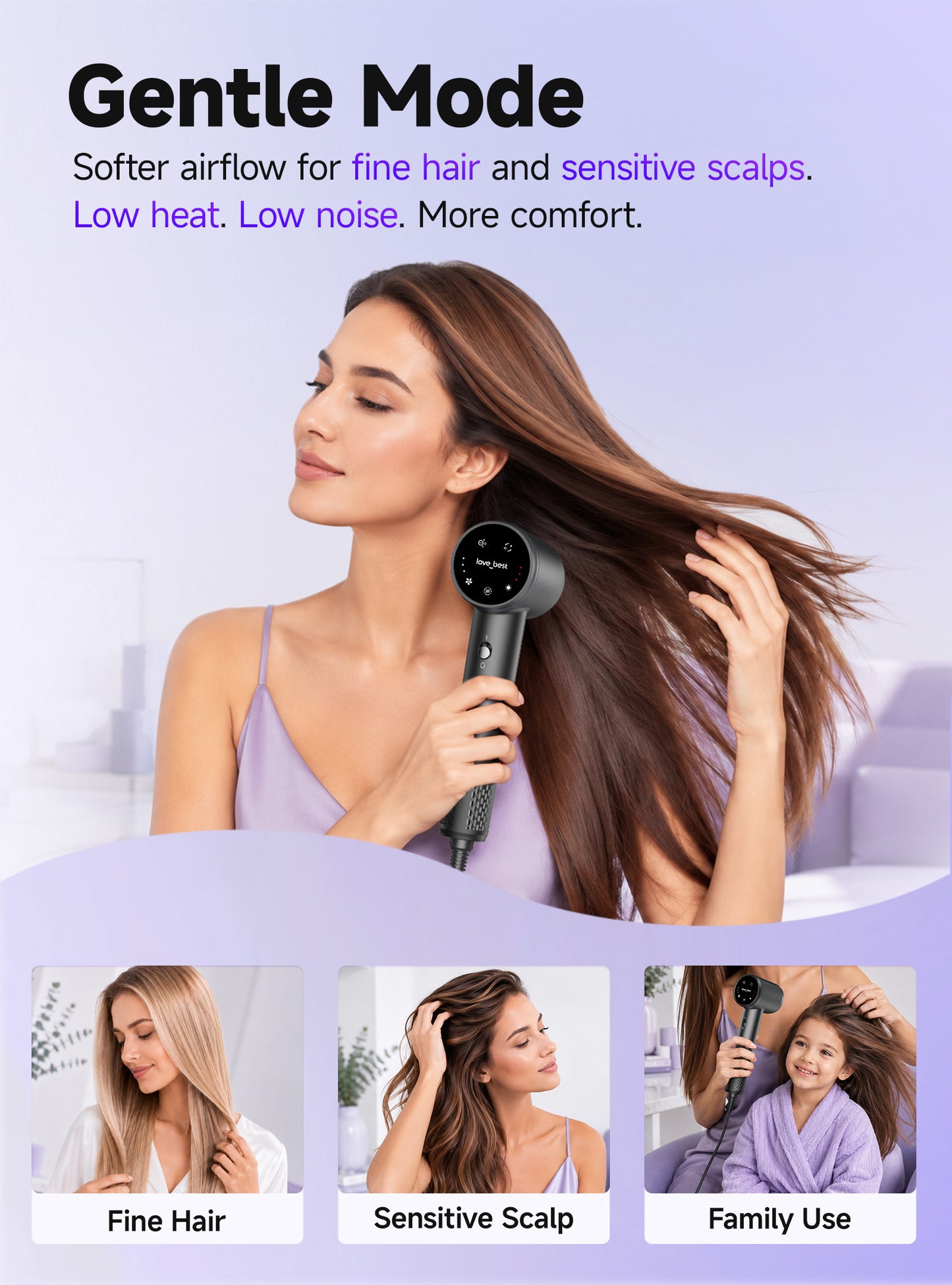 Hair Dryer, Professional Ionic Hair Dryer For Fast Drying, Low Noise And Quiet, Lightweight, 600 Mmillion Negative Lonic High-Speed Hair Blow Dryer Without Hair Damage For Women, Men, Travel, Salon