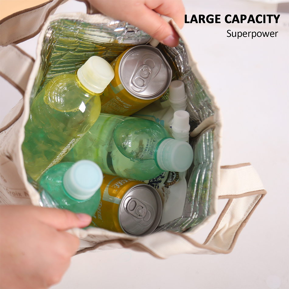 Portable 22x11.5x25cm Insulated Lunch Bag Food Container Picnic Storage Handbag  Green