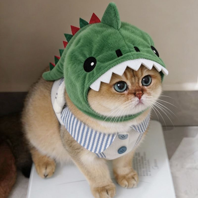 Pet Cat Dinosaur Hooded Warm Hat