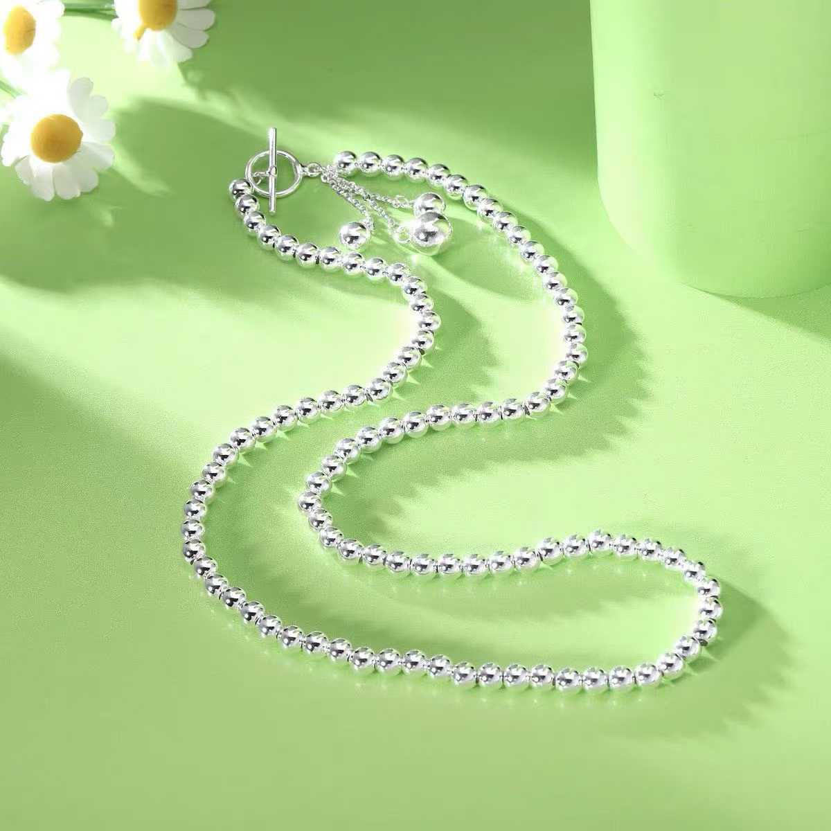 1pcs 925 Sterling Silver Beaded OT Clasp Tassel Necklace, Minimalist  Style, For Daily Casual Wear & Women Holiday Gifts