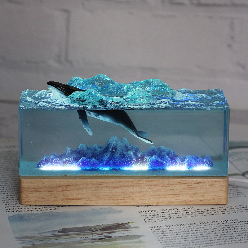 Whale USB Night Light Resin Desk Ornament