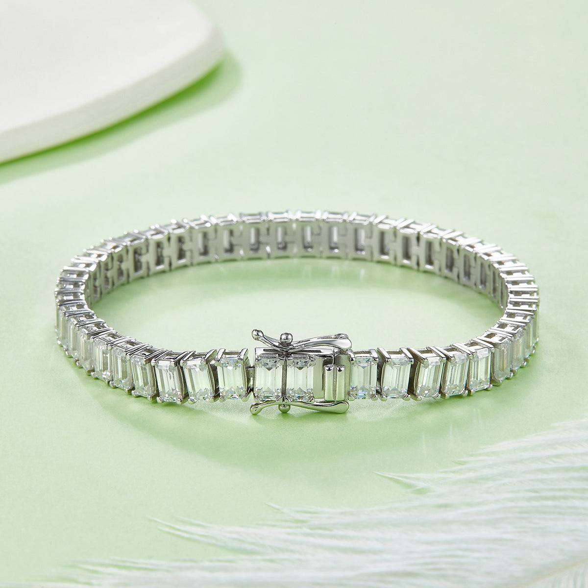S925 Sterling Silver 5x3mm Baguette Cut Moissanite Tennis Bracelet D Color VVS1 16-18-20cm GRA Certified Platinum Plated Gift Box