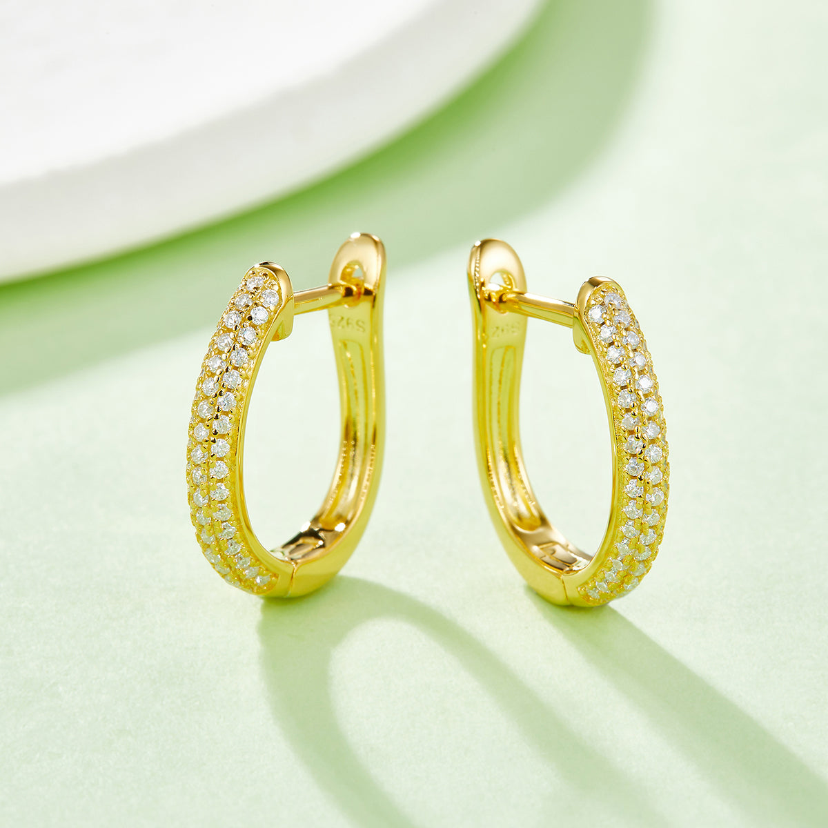 S925 Sterling Silver 98pcs Moissanite Huggie Hoop Earrings For Women 16mm Platinum Plated GRA Certified Gift Box Hypoallergenic 3 Colors