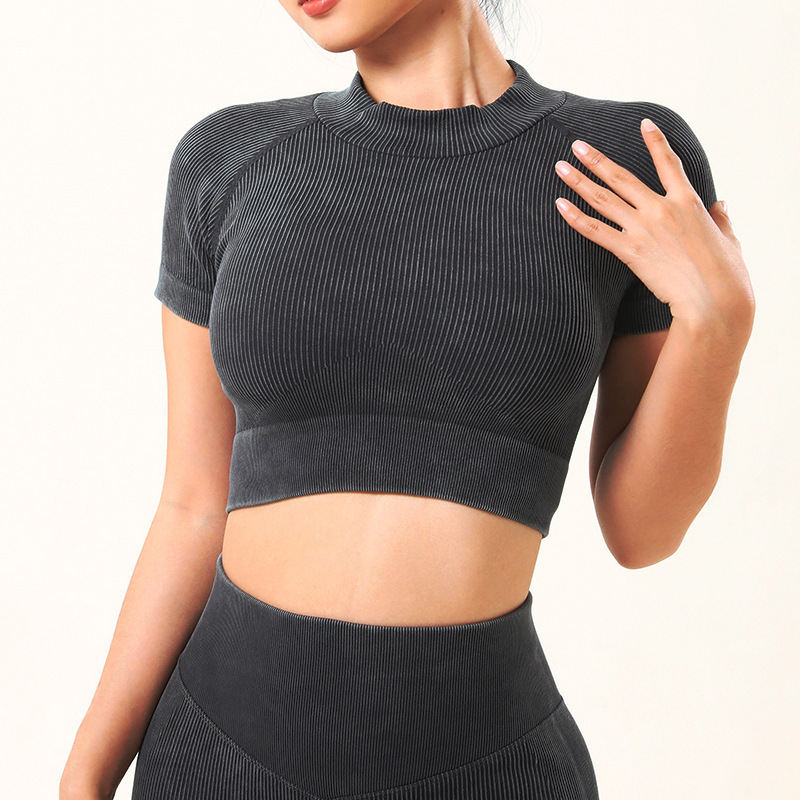 European And American Stone Washed Seamless Yoga Clothes Suit