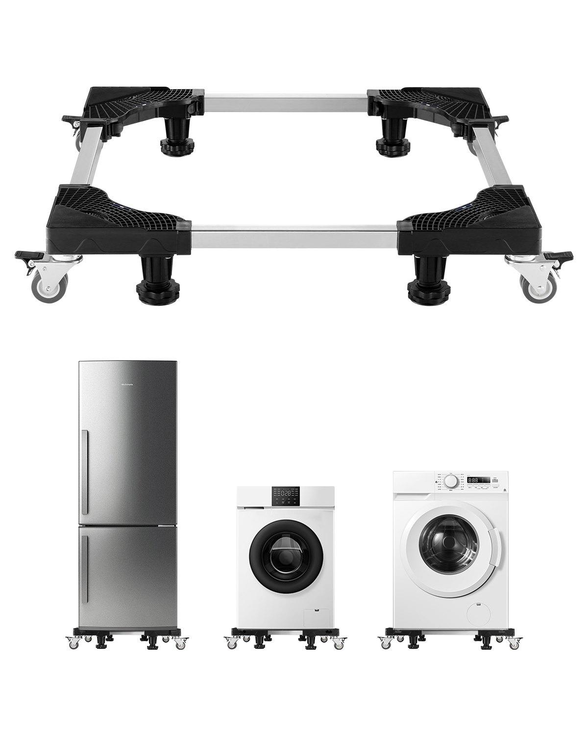 Waschmaschine Sockel Untergestell 500 Kg Tragkraft, Mobile Basis Mit Feststellbaren Zwillingsrädern & 4 Bremsen, 69,85-89,9 Cm Verstellbarer Möbelwagen Für Waschmaschine, Kühlschrank & Trockner