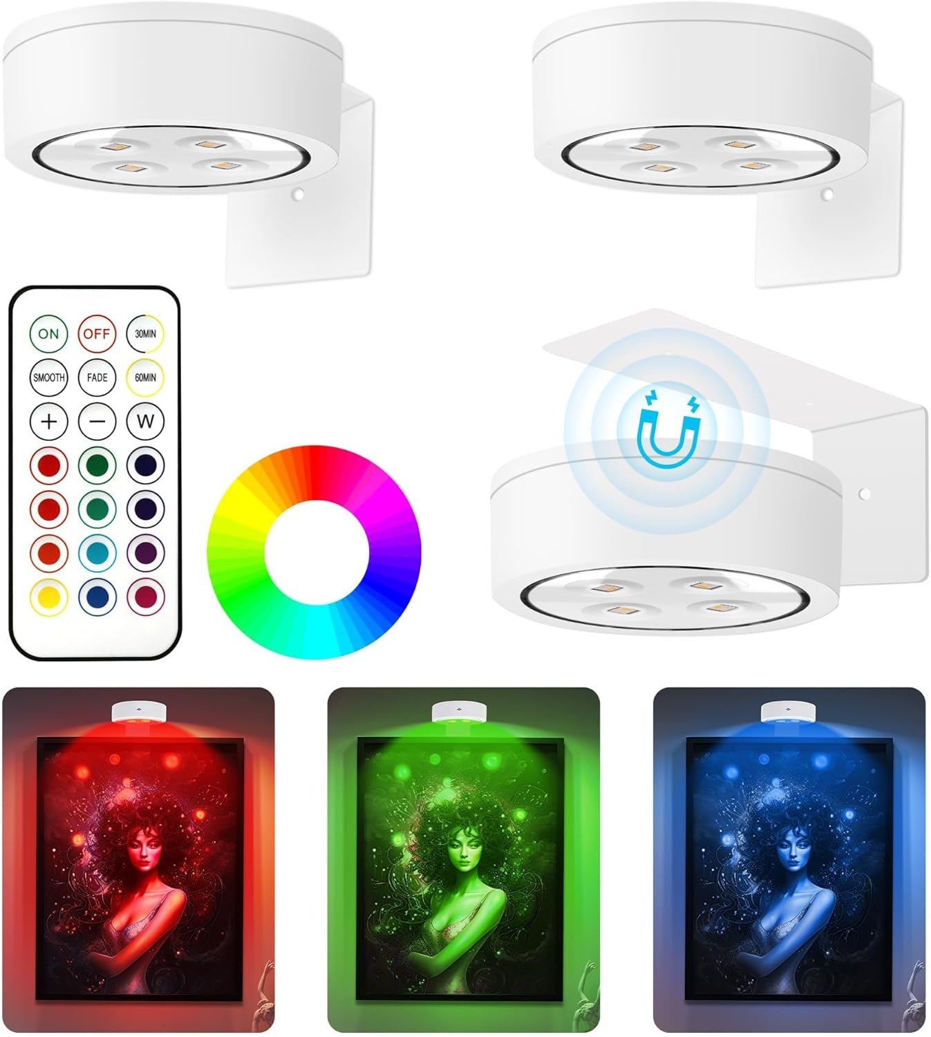 Color-Adjustable RGB Wardrobe Charging Remote-Controlled Night Light