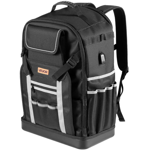 Tool Backpack, 56 Pockets, Heavy-duty Tools Storage Organizer Bags With Molded Base, Electrician Jobsite Backpack For Construction Jobsite, Electrician, Industrial, Repairman, And HVAC Techs