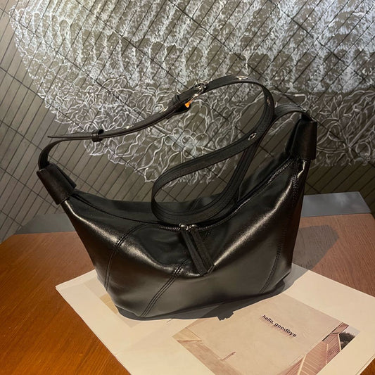 New Top-layer Cowhide Dumpling Bag, High-end Unique Genuine Leather, Light Luxury Fashion, Shoulder, Crossbody, And Underarm Bag For Women