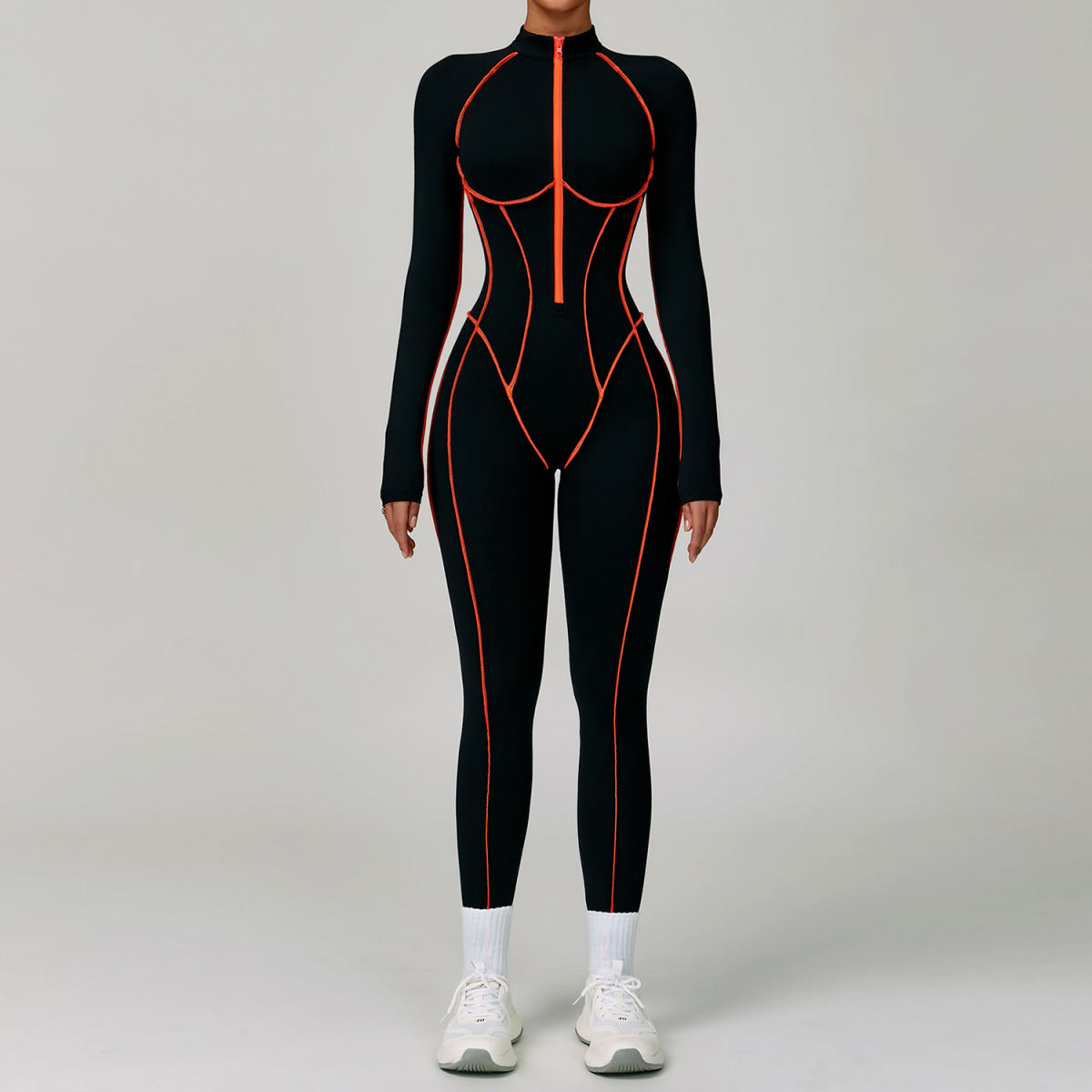 Contrast Color One-piece Quick-drying Yoga Clothes Back Tight Workout Clothes High Strength Sports Running Jumpsuit 9317
