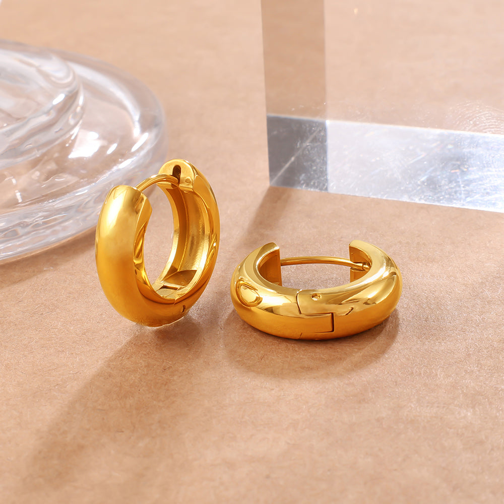 Classic Korean Style, Simple And Smooth Plain Hoop Earrings, High-end Minimalist Titanium Steel And Stainless Steel Clip-on Earrings, Minimalist And Petite Women's Earrings