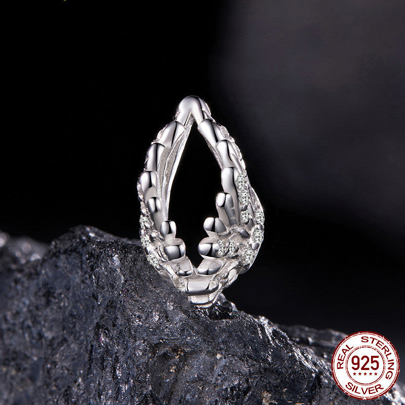 S925 Sterling Silver Guard Wings Bead Accessories Inlaid Zircon Wings