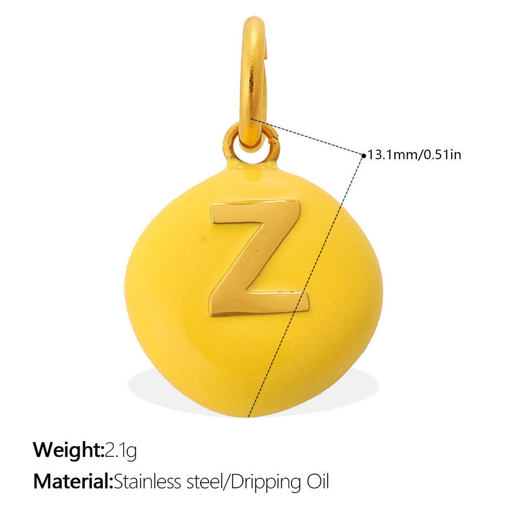 Dopamine Color Blending 26 Letter Bead Bead Pendant - Stainless Steel - Suitable For DIY Hand Chains And Necklaces Accessories