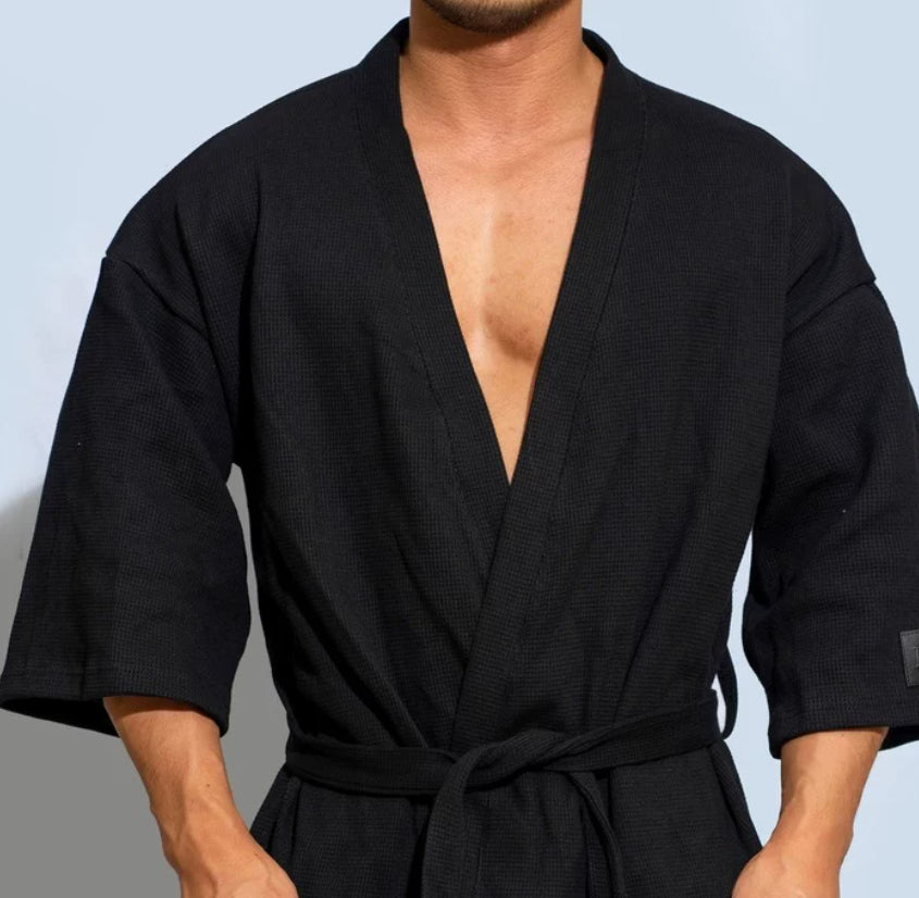 Cotton Solid-color Minimalist Bathrobe Casual For Home