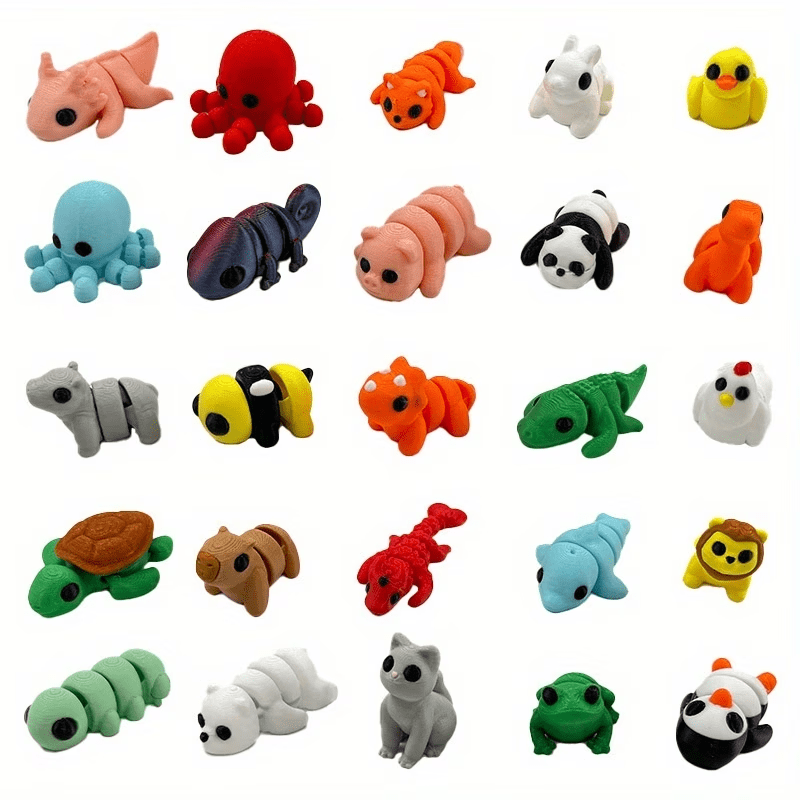 60PCS Random Small Animal Figurine Set, 3D Printed Mini Articulated Animal Assortment, Cute Mini Desk Decor And Micro Landscape Ornaments