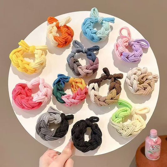 High Ponytail Hair Tie Colorful Braided