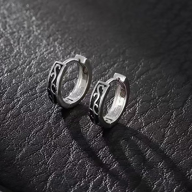 Trend 2026 Men Streetwear Stud Earrings, Upscale High-End Simple Design, Retro Vintage Clip Earrings Punk Style For Fashion Women