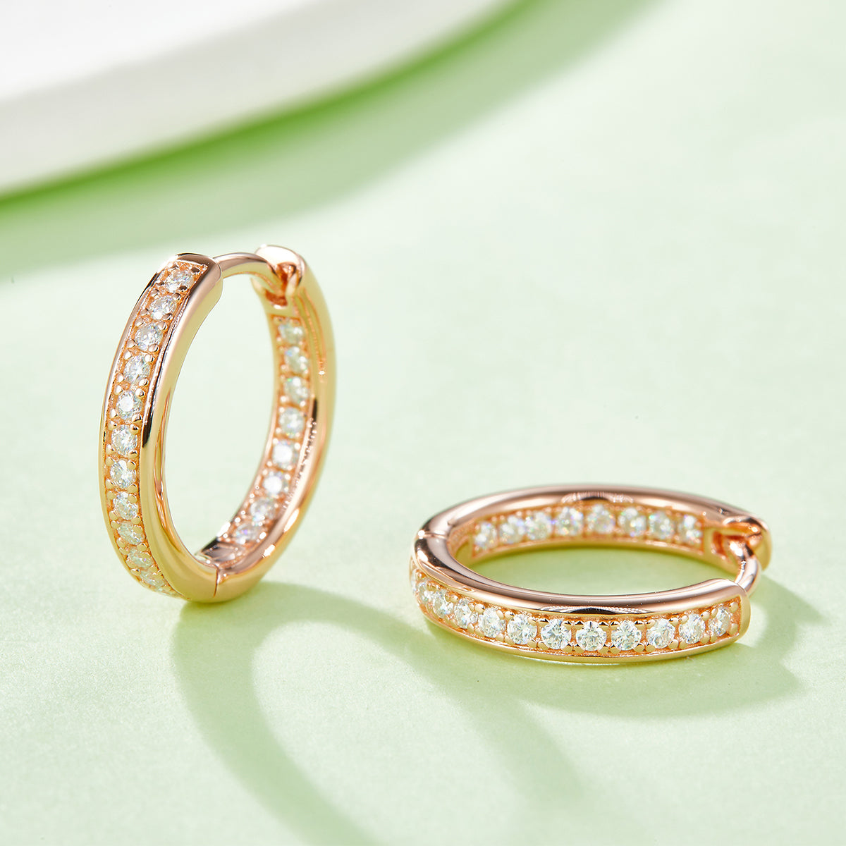 S925 Sterling Silver 40pcs Moissanite Huggie Hoop Earrings Women 14.5mm Platinum Plated GRA Certified Hypoallergenic Gift Box