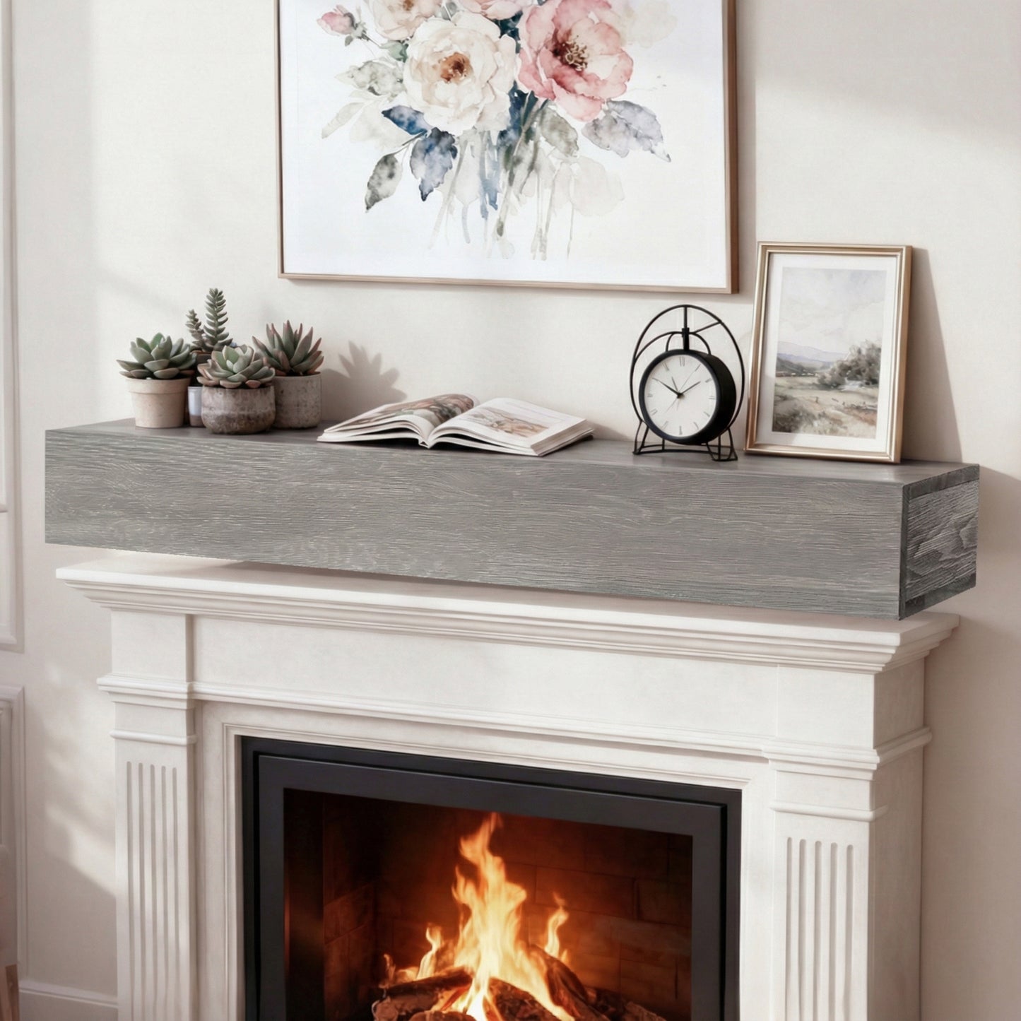 60  Rustic Wood Fireplace Mantel,Wall-Mounted & Floating Shelf For Home Decor