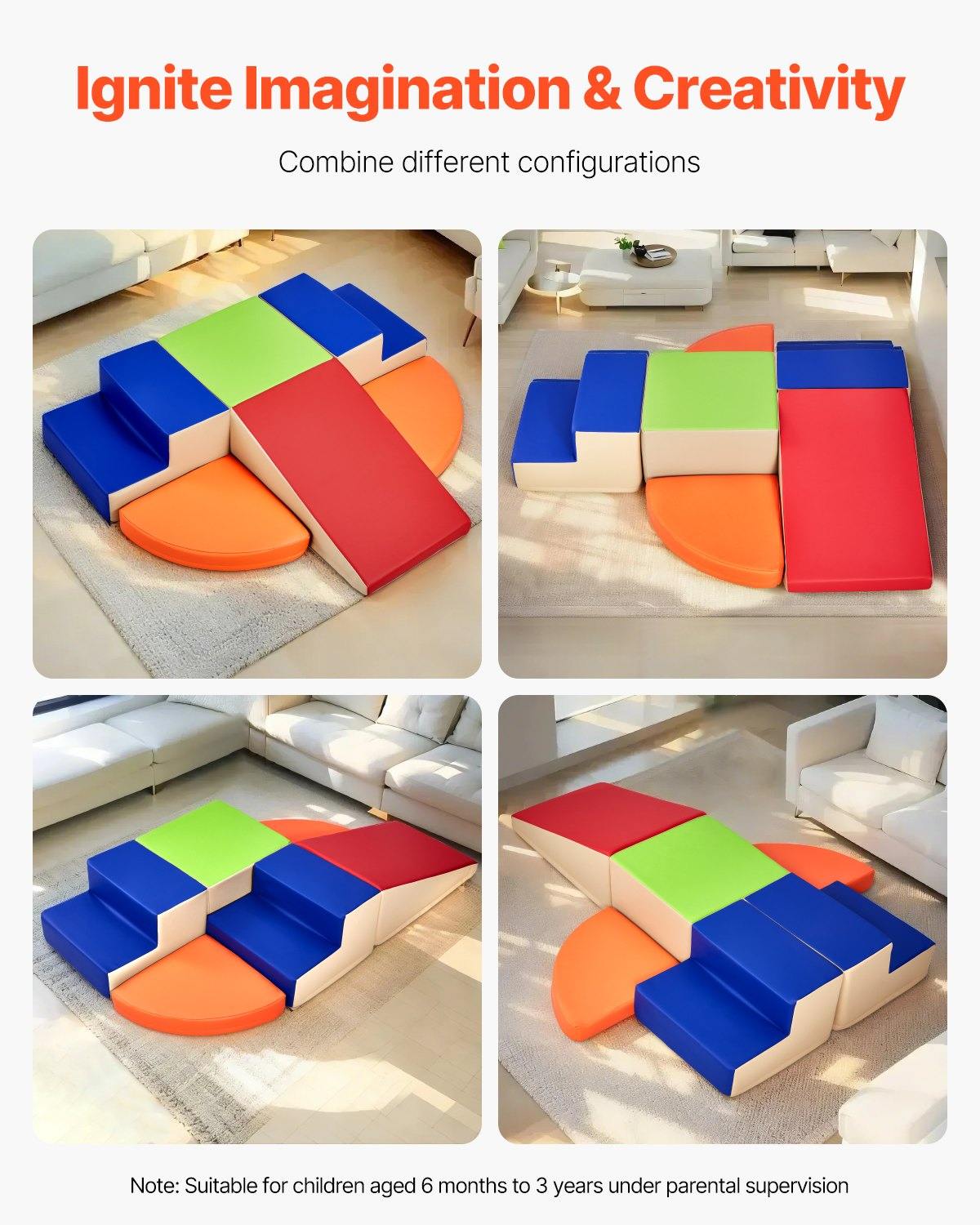 Climbing Toys, 6-Piece Set, Foam Climbing Toys For Toddlers 6 Months To 3 Years Old, PU Leather Climbing Blocks, Indoor Climb And Crawl Activity Playset For Crawling & Sliding, Easy To Clean