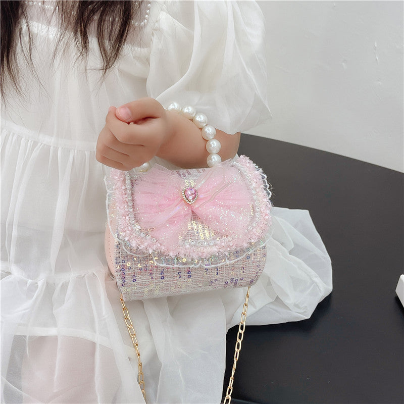 Childrens Bag Summer Fashion Crossbody Bag, Girls Pearl-handled Tote