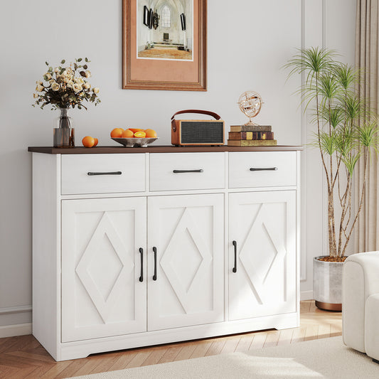 Modern Farmhouse Sideboard Large Capacity Multifunctional Buffet Storage Cabinet For Kitchen Living Room