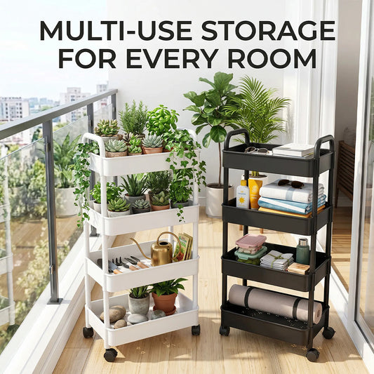 4 Tier Storage Trolley Cart On Wheels Kitchen Bathroom Laundry Narrow Space Rack
