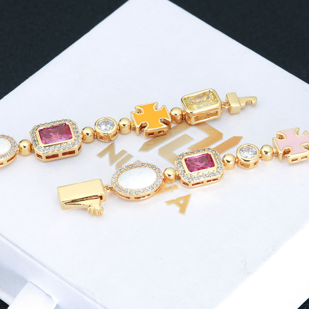 Hip Hop Color Gemstone Jewelry Bracelet Female Accessories