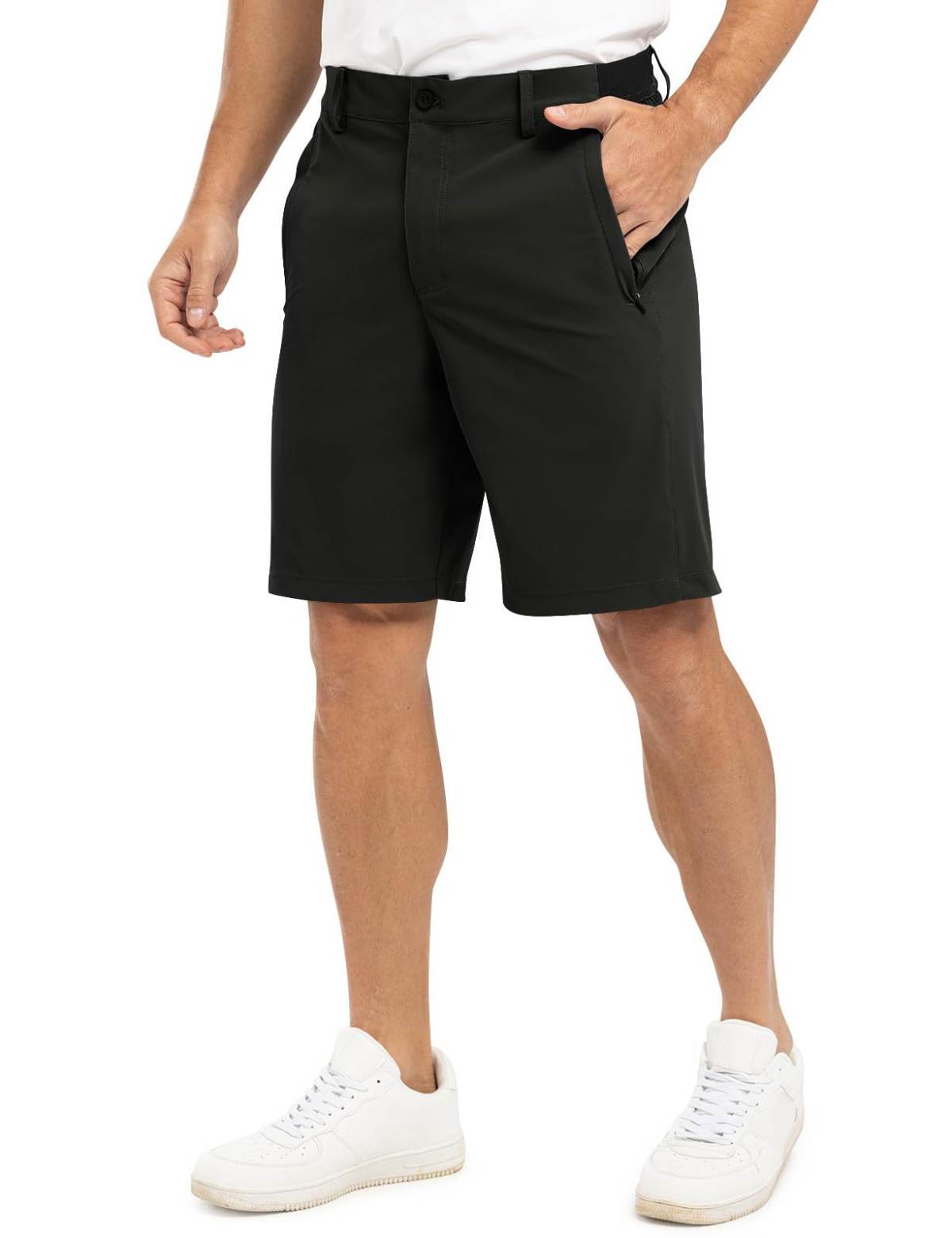 Men's Summer Solid Business Casual Golf 5 Inch Quick Dry Shorts, Loose Fit For Outdoor