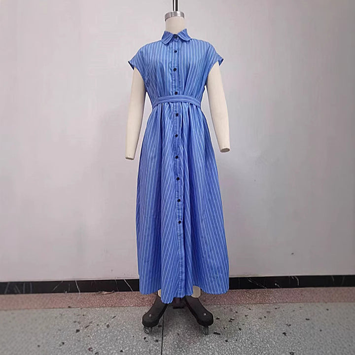 Retro Womens Fashion Striped Short-sleeve Dress