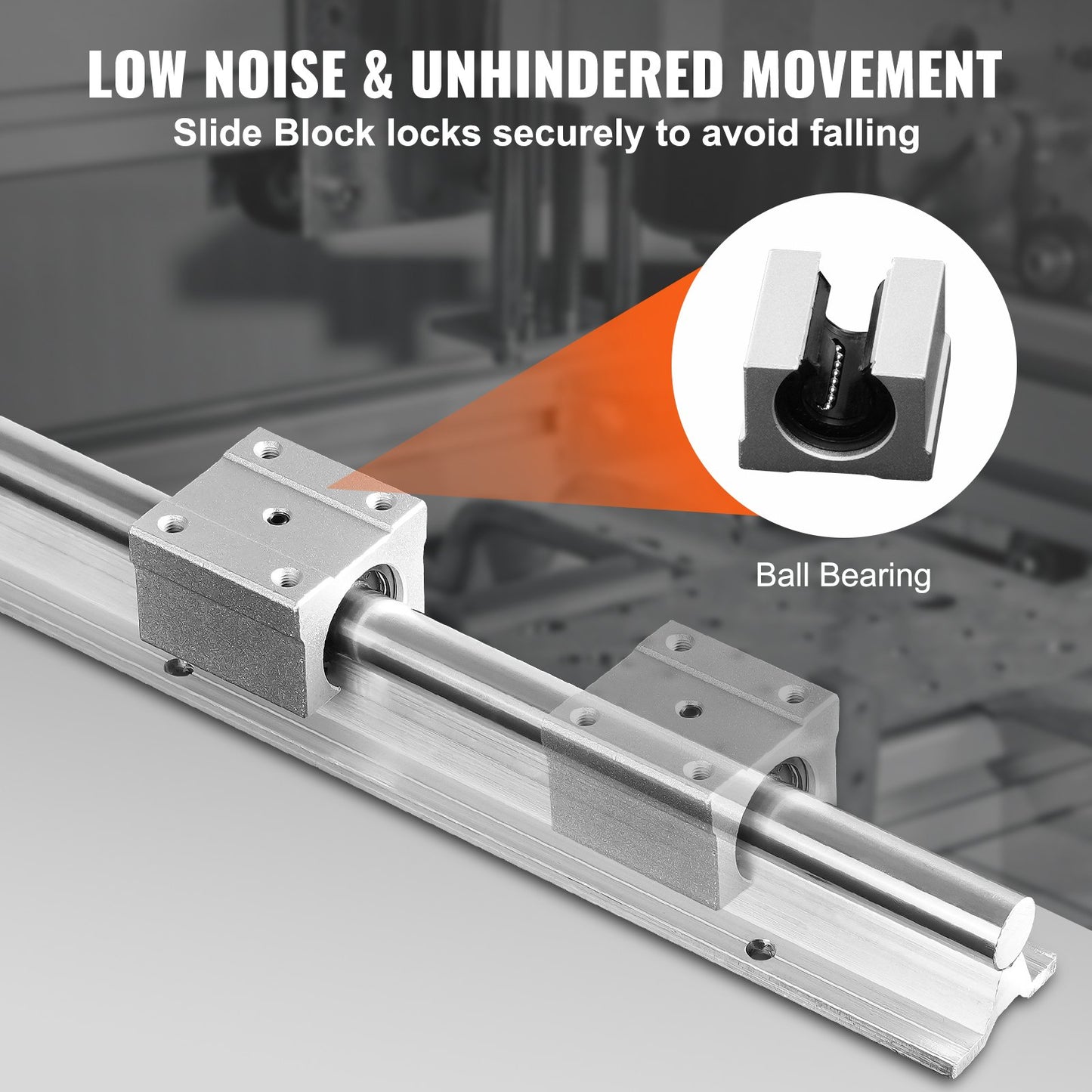 SBR20 1200mm Linear Guide Set, Comes With Two 47.2-inch SBR20 Rails And Four SBR20UU Bearings, Perfect For Crafting CNC Routers And Automation Equipment