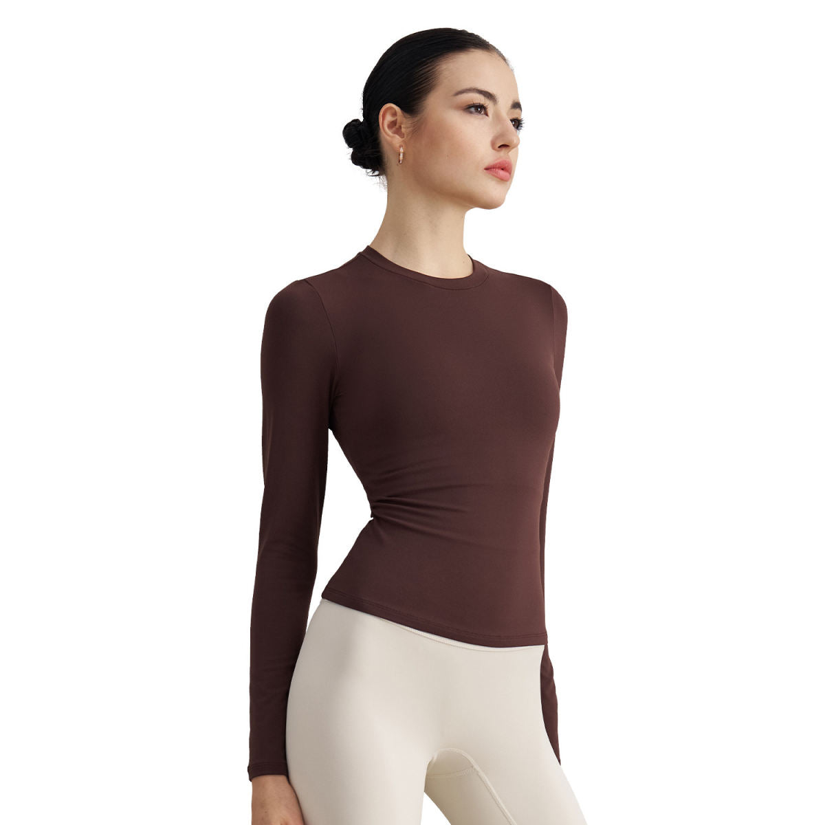 Autumn Crew Neck Fitness Yoga Wear Slim Fit Slim Looking Base Sports Top